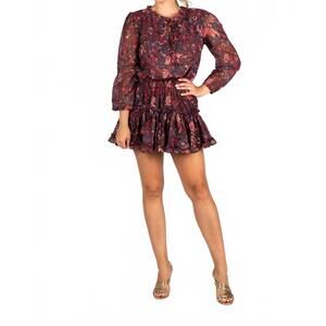 NEW SINCERELY OURS freya floral mini dress in purple/red